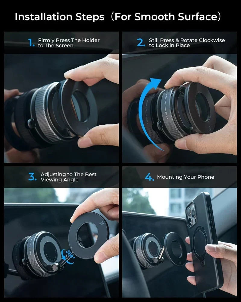 K007 Vacuum Magnetic Suction Phone Mount | 360° Adjustable Hands-Free Shower & Car Phone Holder for iPhone 16/15/14/13/12 Series